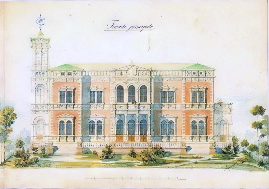 Façade principale. Эскиз главного фасада дворца. Бернхард Симон