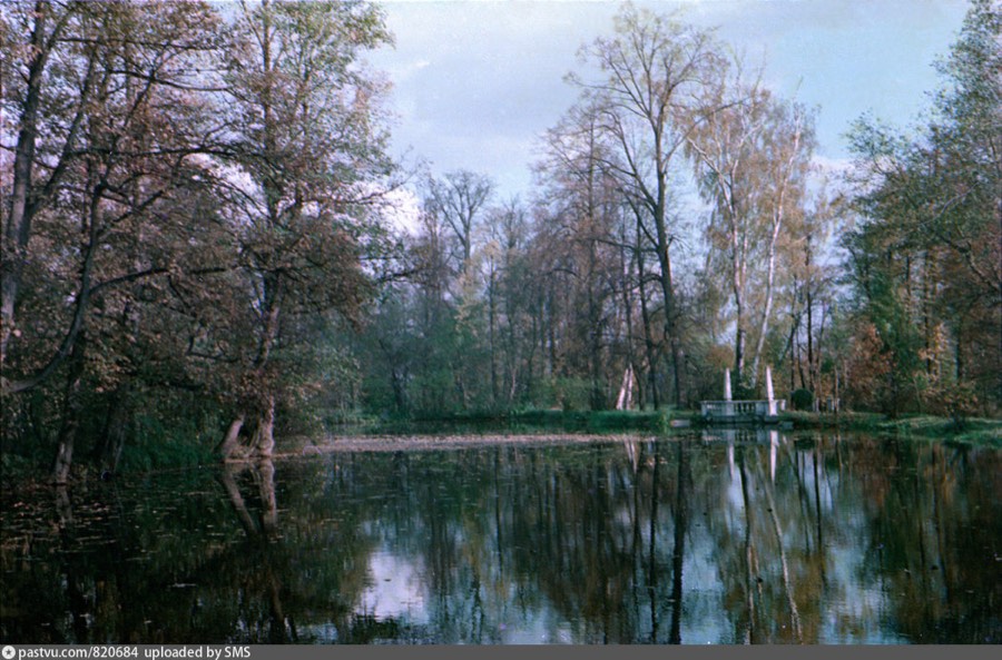 Усадьба Быково. Пруд и мостик на плотине, 1953