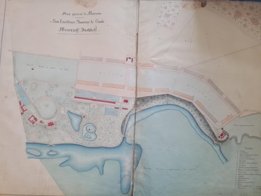 Генеральный план. Лист из альбома "Plans de tous les batimens a marieno appatrenant a son excellence monsieur le comte Woronzoff Dachkoff", 1850